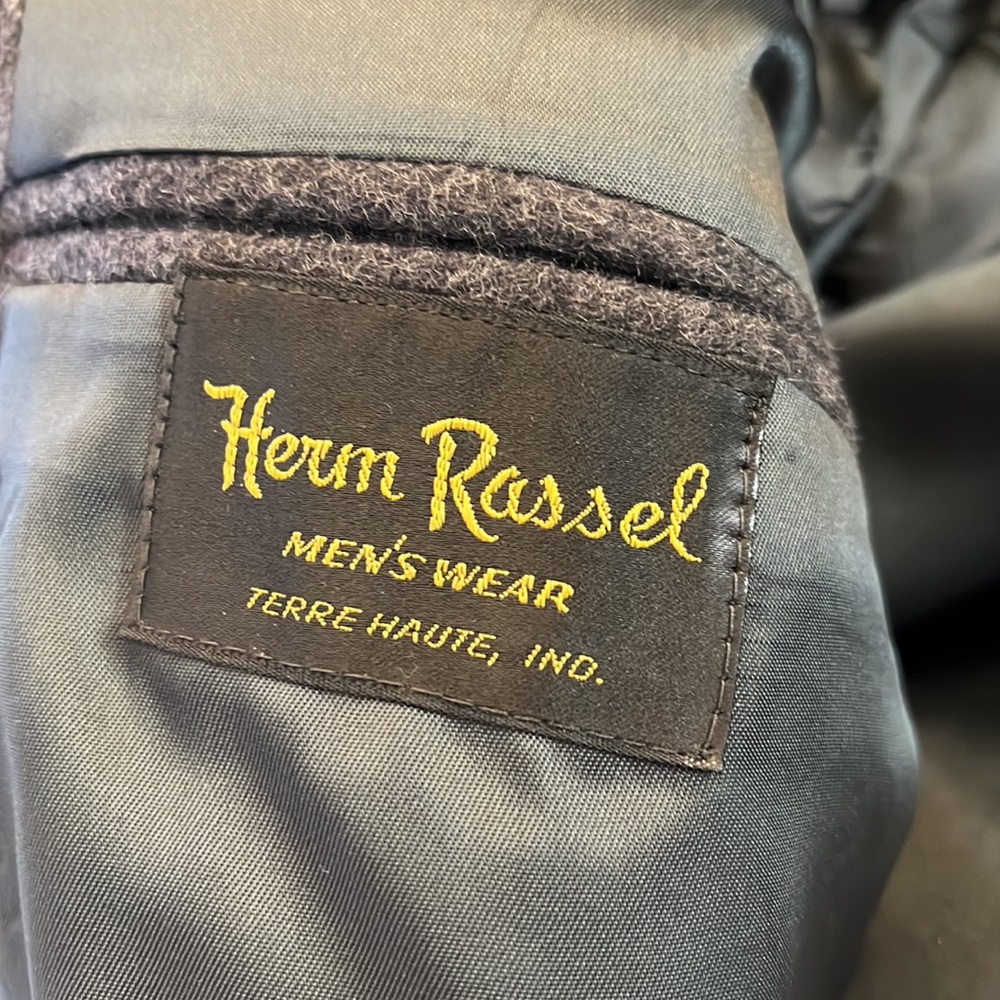 Herm Rassel Charcoal Gray Cashmere Wool & Nylon Mens Blazer Sz Xl Estimate - Picture 13 of 16